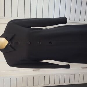 Vtg  G.A.S. Elegant Black Long Sleeve Dress, Large Slit, SIZE L